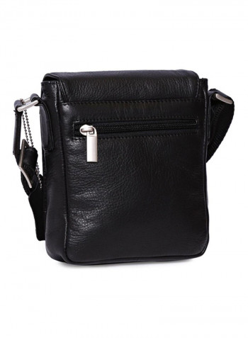 Leather Stitch Detailed Crossbody Bag Black
