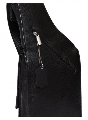 Leather Stitch Detailed Crossbody Bag Black