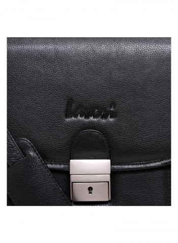 Leather Stitch Detailed Messenger Bag Black