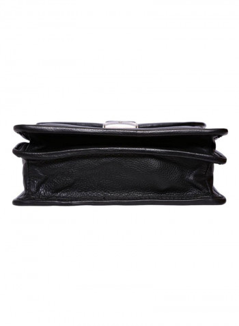 Leather Stitch Detailed Messenger Bag Black
