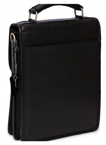 Leather Stitch Detailed Messenger Bag Black