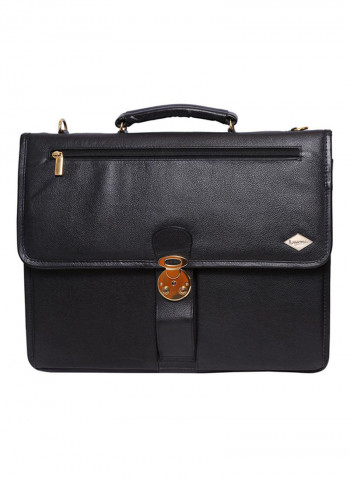 Leather Stitch Detailed Messenger Bag Black