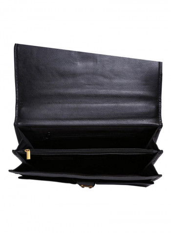 Leather Stitch Detailed Messenger Bag Black
