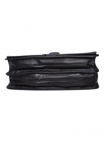 Leather Stitch Detailed Messenger Bag Black