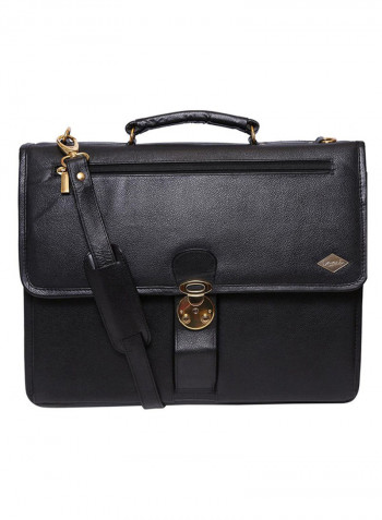 Leather Stitch Detailed Messenger Bag Black