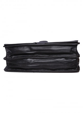 Leather Stitch Detailed Messenger Bag Black