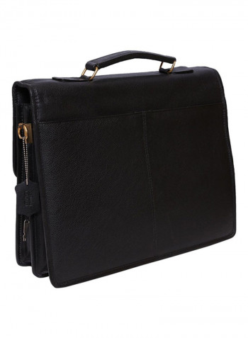 Leather Stitch Detailed Messenger Bag Black