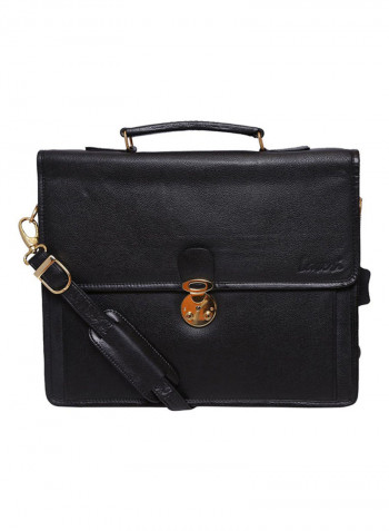 Leather Stitch Detailed Messenger Bag Black