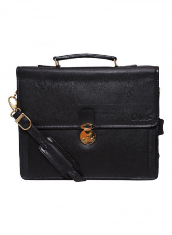 Leather Stitch Detailed Messenger Bag Black
