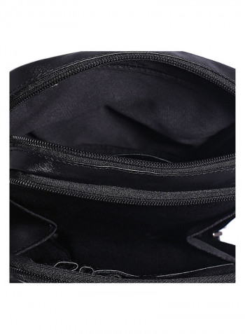 Leather Zipper Crossbody Bag Black