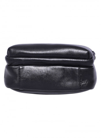 Leather Zipper Crossbody Bag Black
