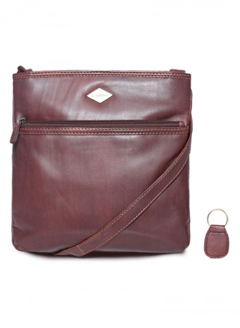 Leather Zipper Crossbody Bag Brown