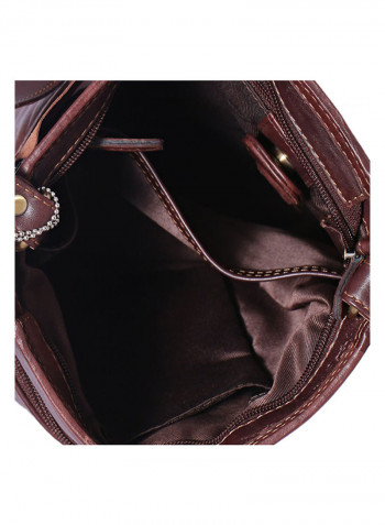 Leather Zipper Crossbody Bag Brown