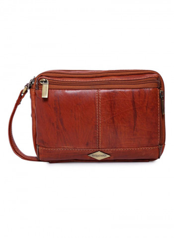 Zipper Closure Pouch Brown