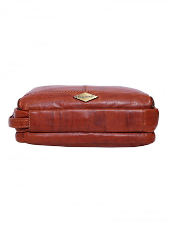 Zipper Closure Pouch Brown
