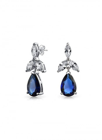 925 Sterling Silver Cubic Zirconia Teardrop Dangle Earrings