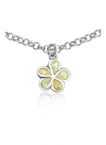 925 Sterling Silver Opal Studded Anklet