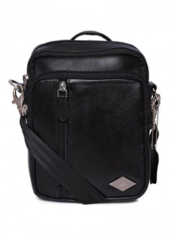 Leather Stitch Detailed Crossbody Bag Black