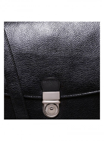 Leather Stitch Detailed Messenger Bag Black