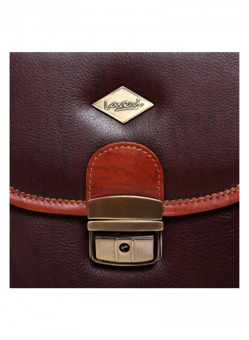 Leather Stitch Detailed Messenger Bag Brown