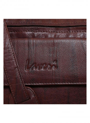 Leather Stitch Detailed Messenger Bag Brown