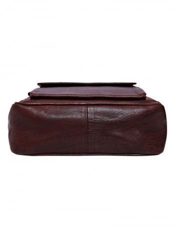 Leather Stitch Detailed Messenger Bag Brown
