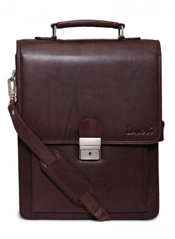 Leather Stitch Detailed Messenger Bag Brown