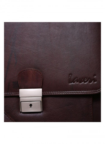 Leather Stitch Detailed Messenger Bag Brown