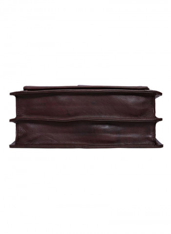 Leather Stitch Detailed Messenger Bag Brown