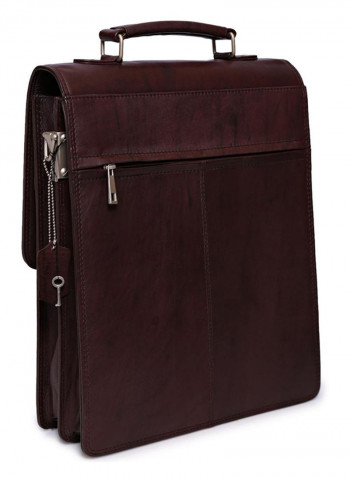 Leather Stitch Detailed Messenger Bag Brown