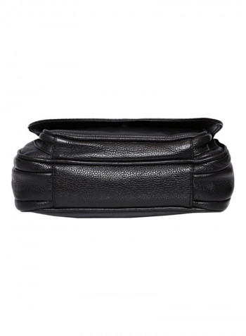 Leather Zipper Closure Crossbody Bag Black