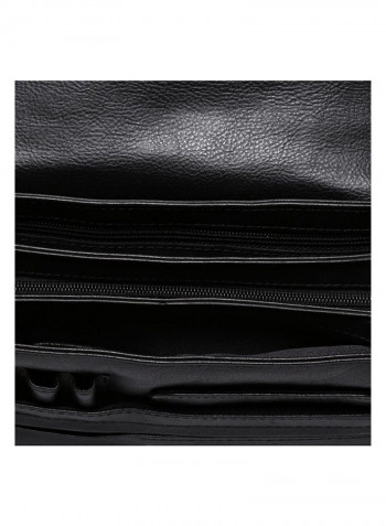 Leather Zipper Closure Crossbody Bag Black
