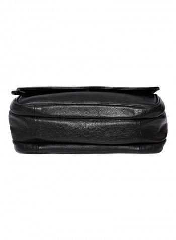 Leather Zipper Closure Crossbody Bag Black