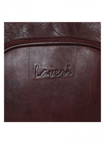Leather Zipper Closure Crossbody Bag Brown