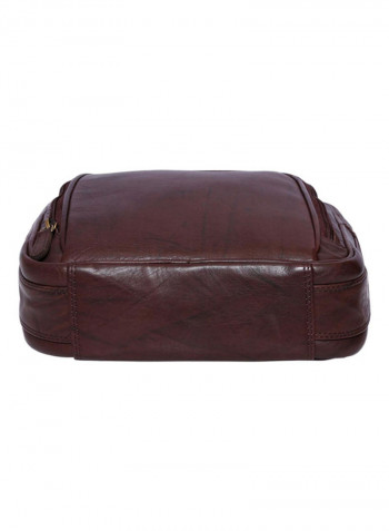 Leather Zipper Closure Crossbody Bag Brown