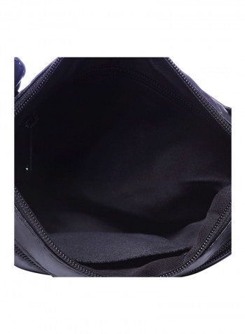 Leather Zipper Crossbody Bag Black
