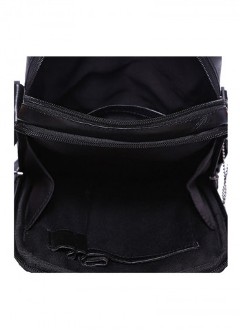 Leather Zipper Crossbody Bag Black