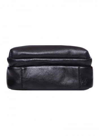 Leather Zipper Crossbody Bag Black