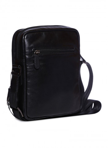 Leather Zipper Crossbody Bag Black