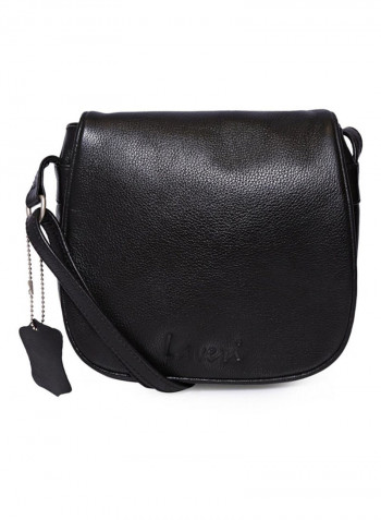 Leather Stitch Detailed Crossbody Bag Black