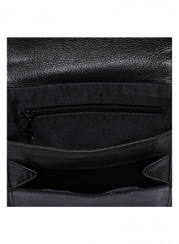 Leather Stitch Detailed Crossbody Bag Black