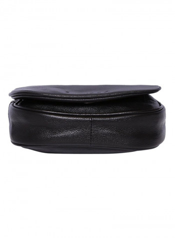 Leather Stitch Detailed Crossbody Bag Black