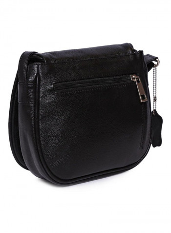 Leather Stitch Detailed Crossbody Bag Black