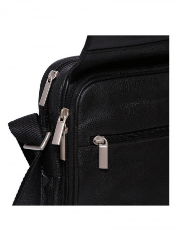 Leather Stitch Detailed Crossbody Bag Black