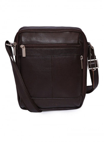 Leather Stitch Detailed Crossbody Bag Brown