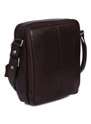 Leather Stitch Detailed Crossbody Bag Brown