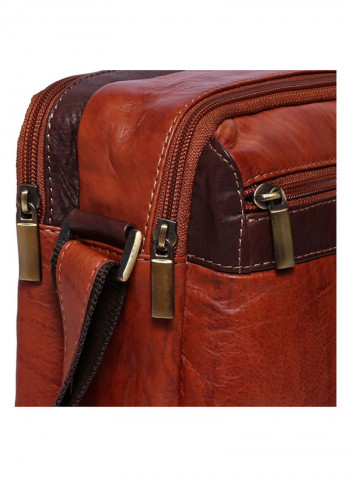 Leather Stitch Detailed Crossbody Bag Brown