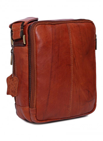 Leather Stitch Detailed Crossbody Bag Brown