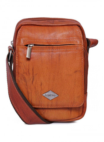 Leather Stitch Detailed Crossbody Bag Brown