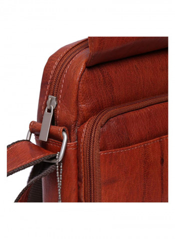 Leather Stitch Detailed Crossbody Bag Brown